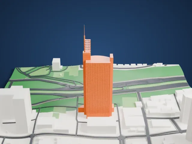 Shenzhen Special Zone Press Tower model, North view