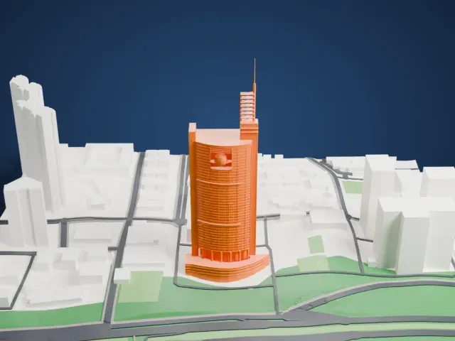 Shenzhen Special Zone Press Tower model, South view