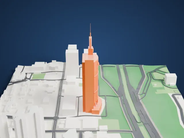 Shenzhen Special Zone Press Tower model, West view