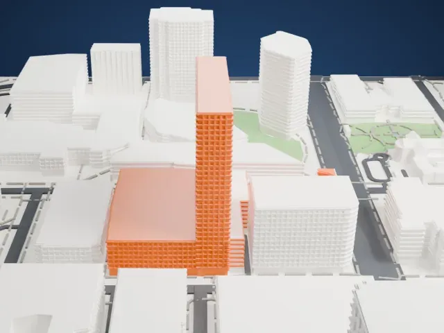 Sheraton Phoenix Downtown model, West view