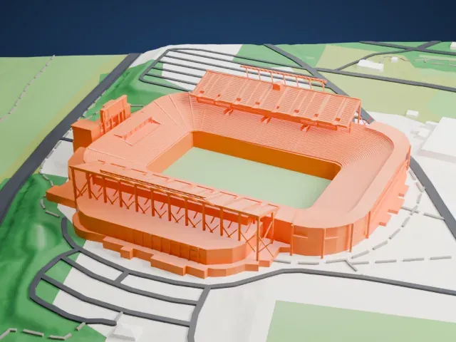 SHI Stadium model, East view
