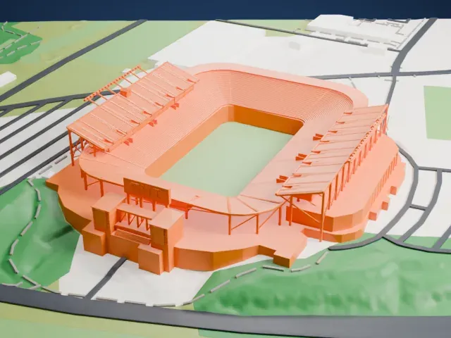 SHI Stadium model, South view
