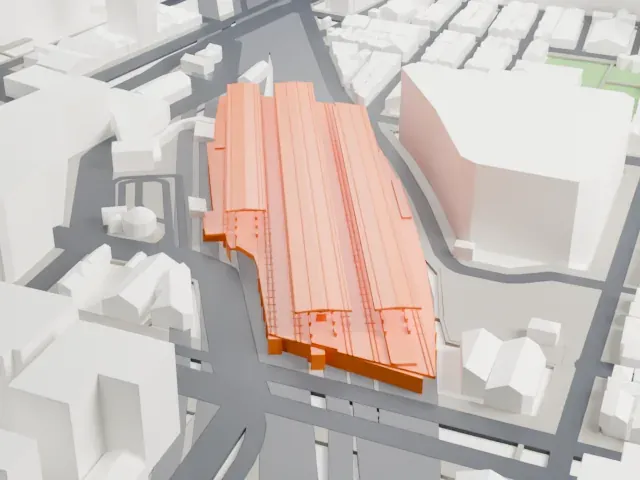 Shimbashi Station model, North view