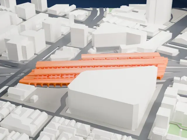 Shimbashi Station model, West view