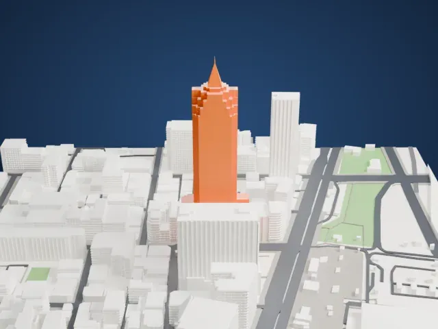 Shin Kong Life Tower model, East view