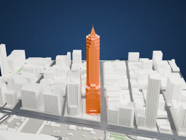 Shin Kong Life Tower model, North view