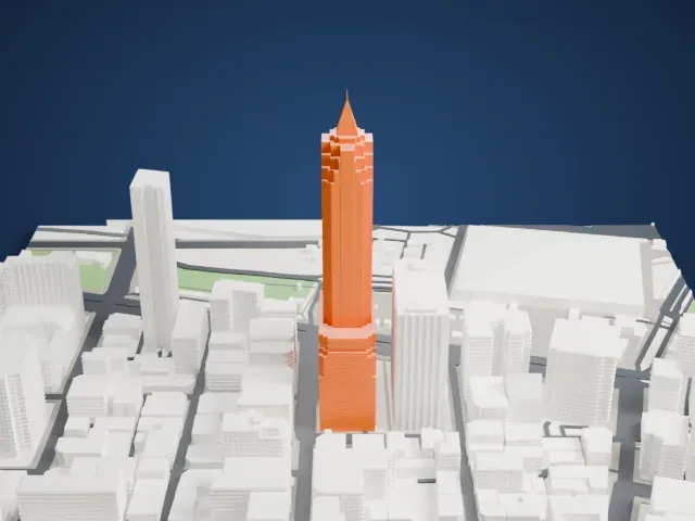 Shin Kong Life Tower model, South view