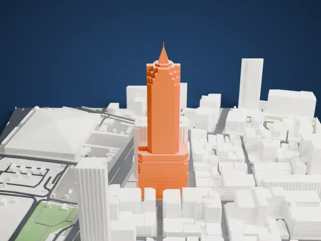 Shin Kong Life Tower model, West view