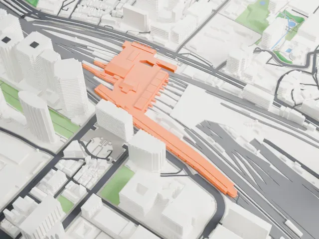 Shinagawa Station model, East view