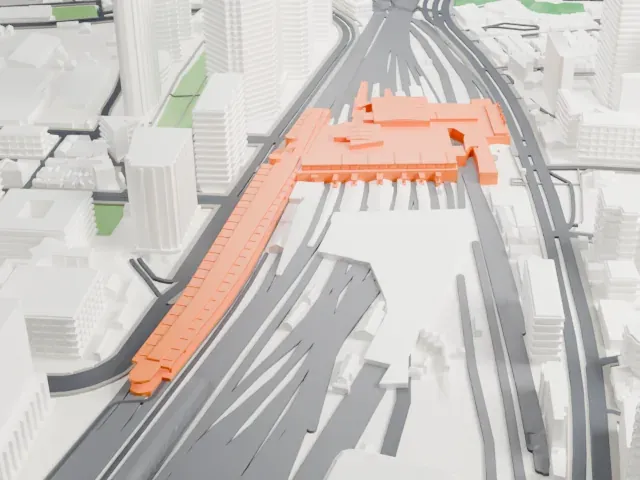 Shinagawa Station model, North view