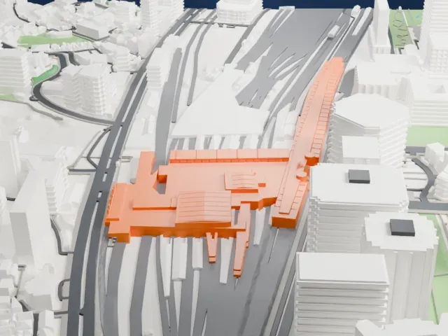 Shinagawa Station model, South view