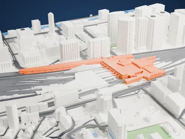 Shinagawa Station model, West view