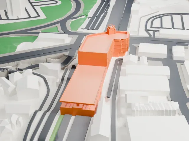 Shinanomachi Station model, East view
