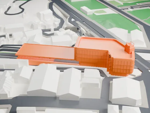 Shinanomachi Station model, North view