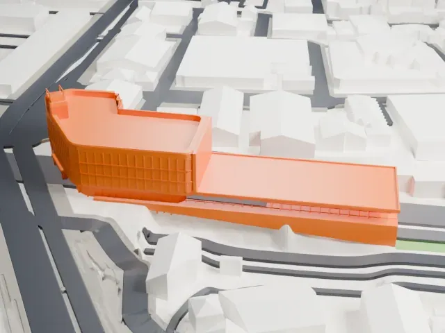 Shinanomachi Station model, South view