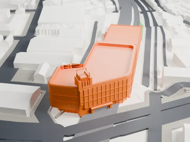 Shinanomachi Station model, West view