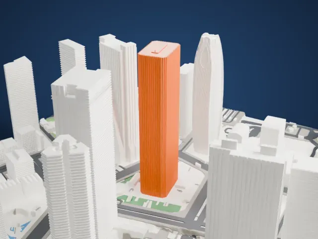 Shinjuku Center Building model, West view