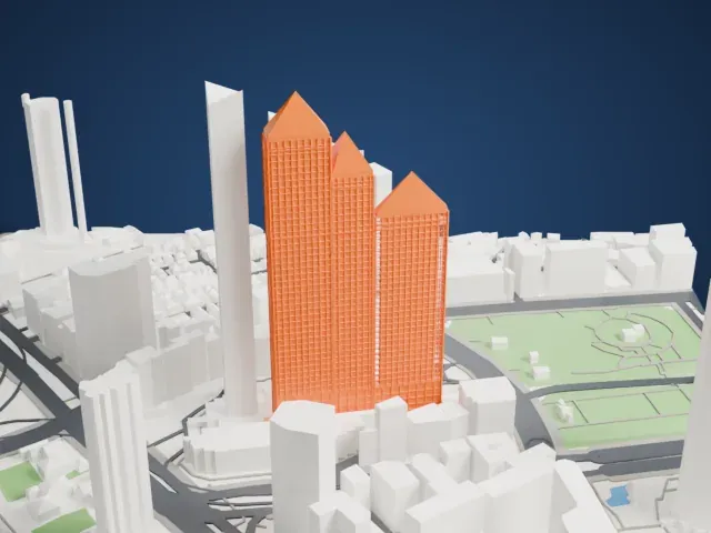 Shinjuku Park Tower model, East view