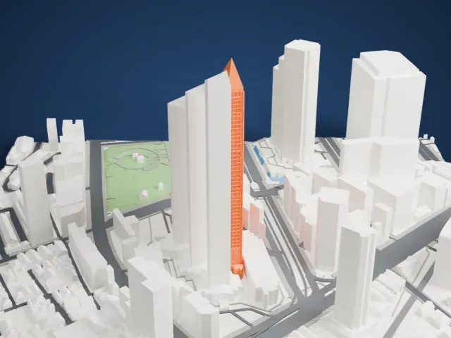 Shinjuku Park Tower model, South view