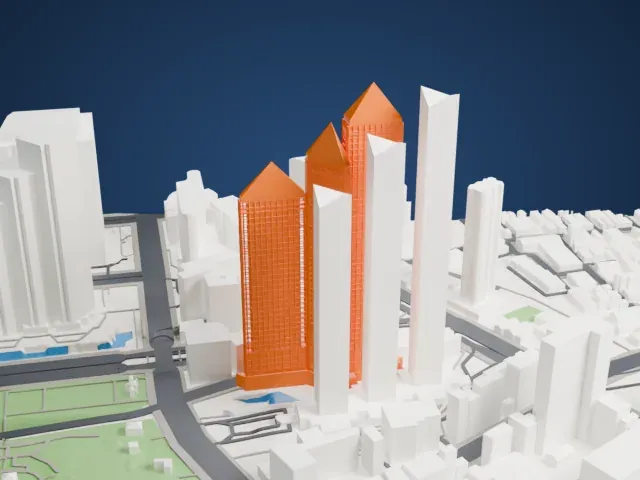 Shinjuku Park Tower model, West view