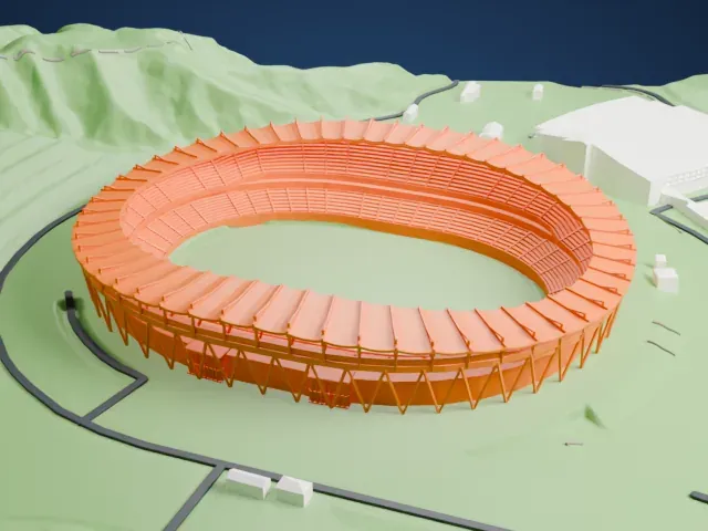Shizuoka Stadium model, East view