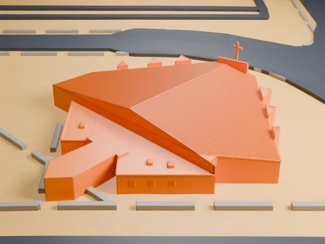 Shrine of the Most Holy Redeemer model, East view