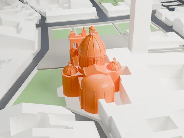 Shrine of the Virgin of the Rosary of Pompei model, North view