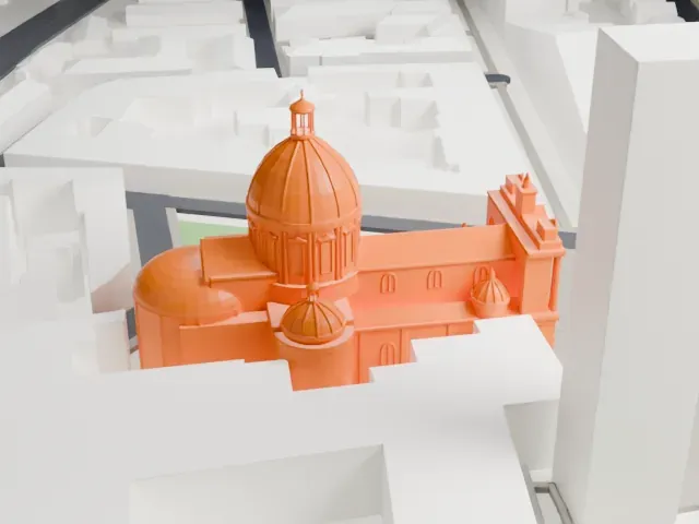 Shrine of the Virgin of the Rosary of Pompei model, West view