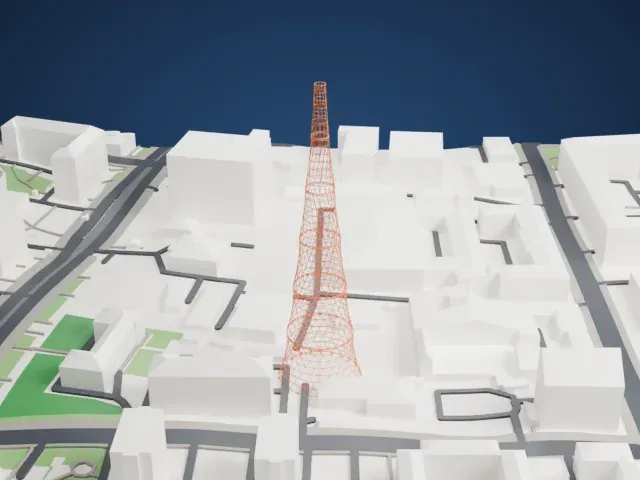 Shukhov Tower model, South view