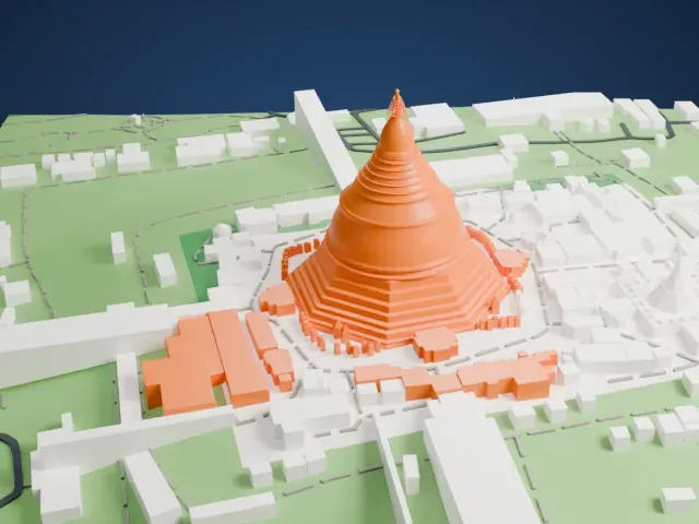Shwedagon Pagoda model, East view