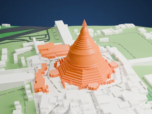Shwedagon Pagoda model, North view