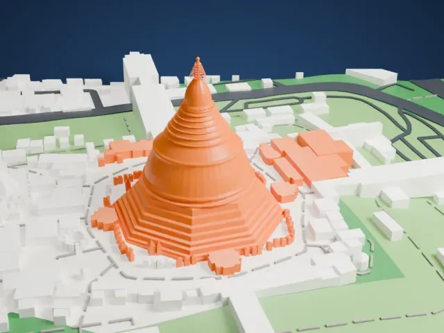 Shwedagon Pagoda model, West view