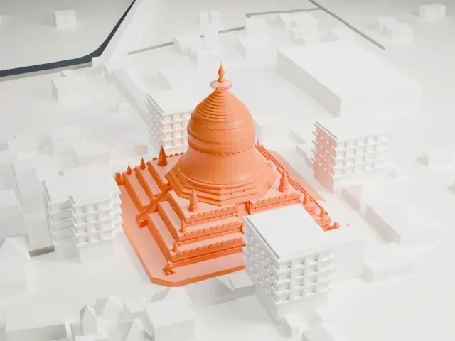 Shwezigon Pagoda model, North view
