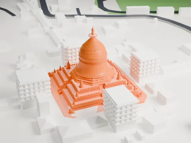 Shwezigon Pagoda model, West view