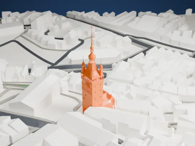 Sighișoara Clock Tower model, West view