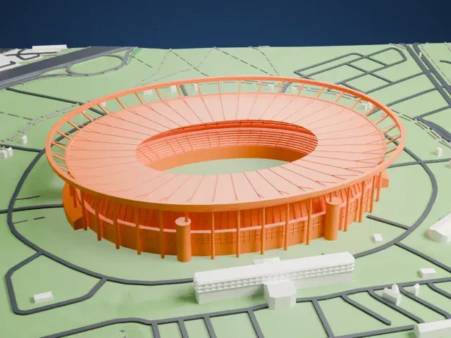 Silesian Stadium model, East view