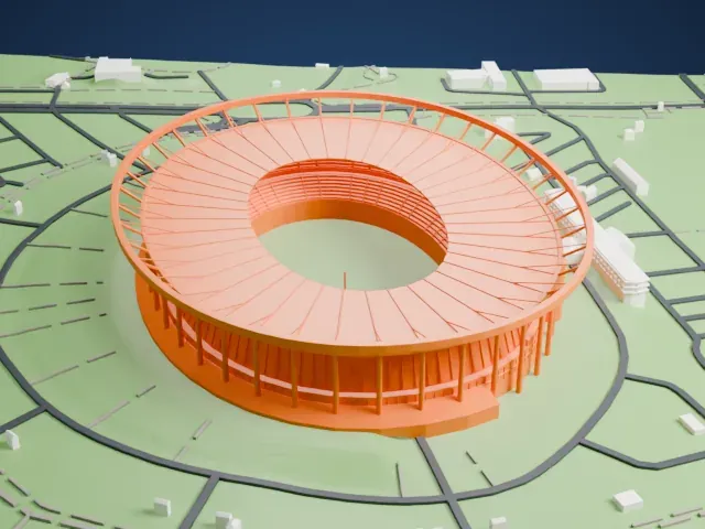 Silesian Stadium model, South view