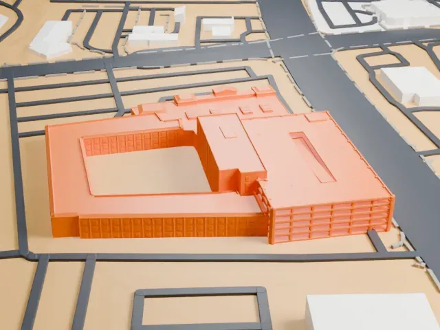 Silver Sevens model, East view