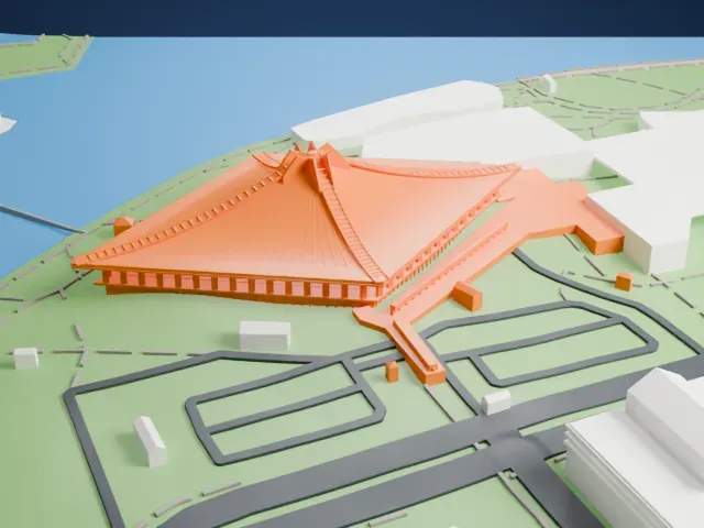 Singapore Indoor Stadium model, East view