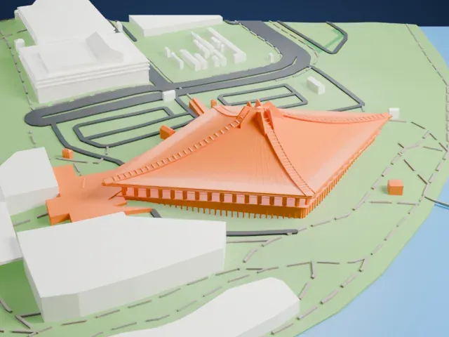 Singapore Indoor Stadium model, West view