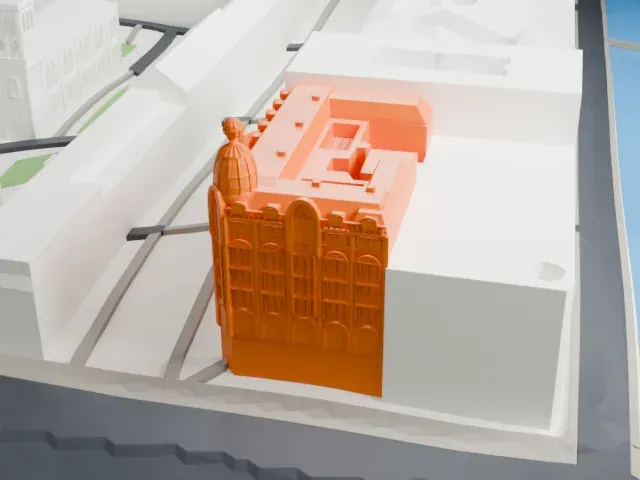 Singer House model, South view