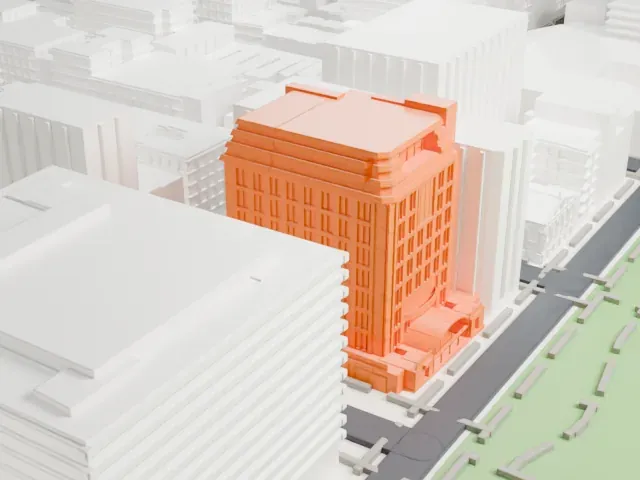 Skirball Center for the Performing Arts model, East view