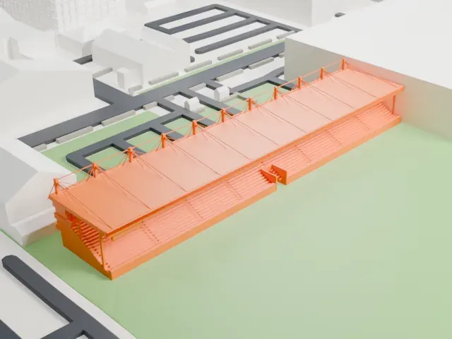 Skonto Stadium model, East view