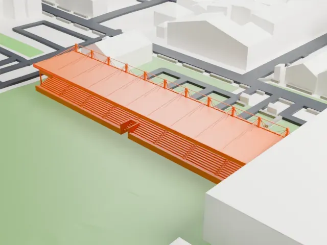 Skonto Stadium model, North view
