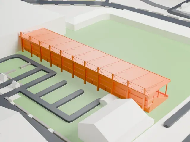 Skonto Stadium model, South view