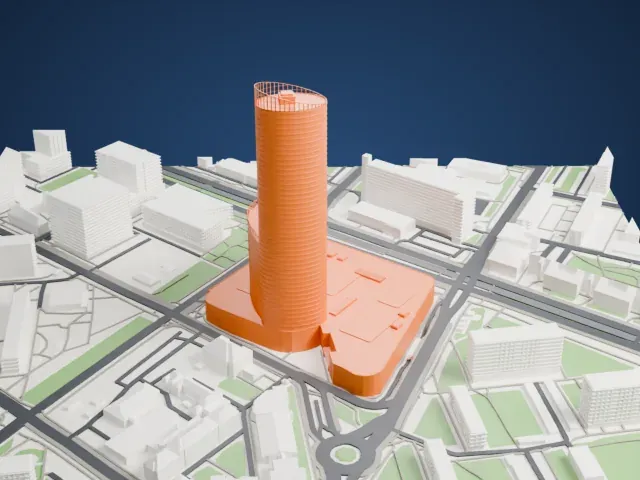 Sky Tower (Wrocław) model, West view