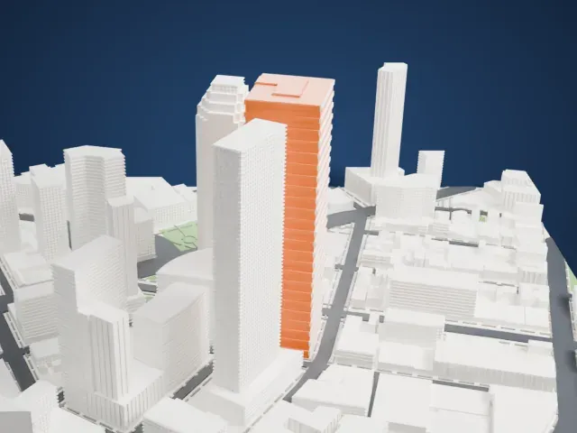Skyline Tower, Queens model, North view