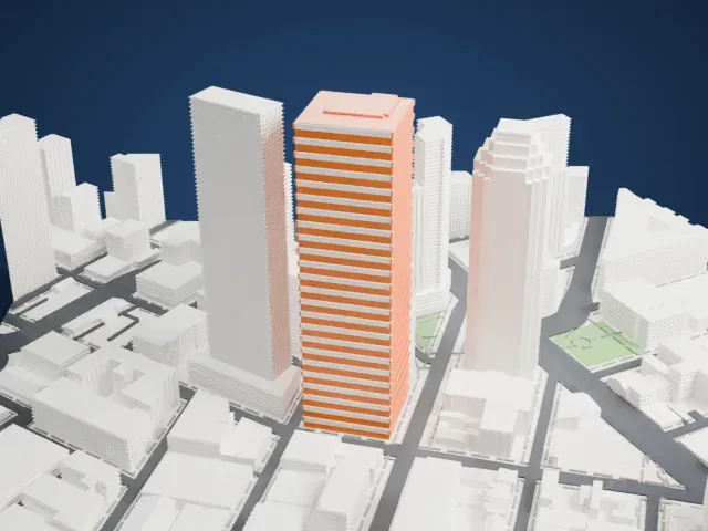 Skyline Tower, Queens model, West view