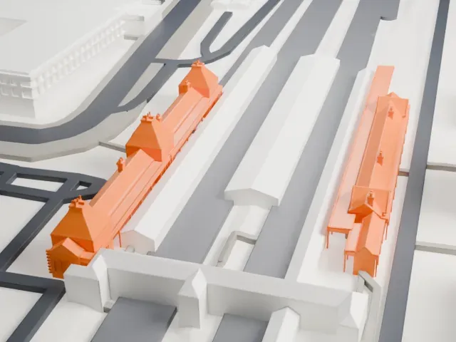 Slough railway station model, East view
