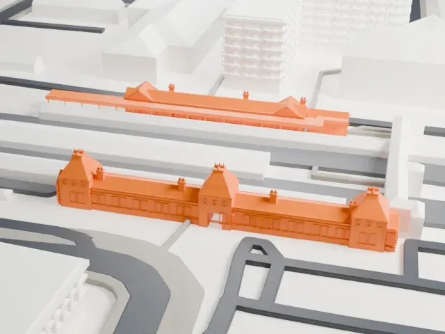 Slough railway station model, South view